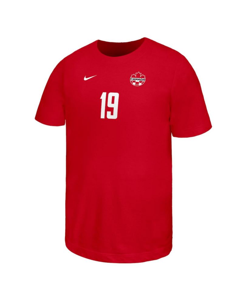 Big Boys and Girls Alphonso Davies Red Canada Soccer Home Player Name & Number T-Shirt