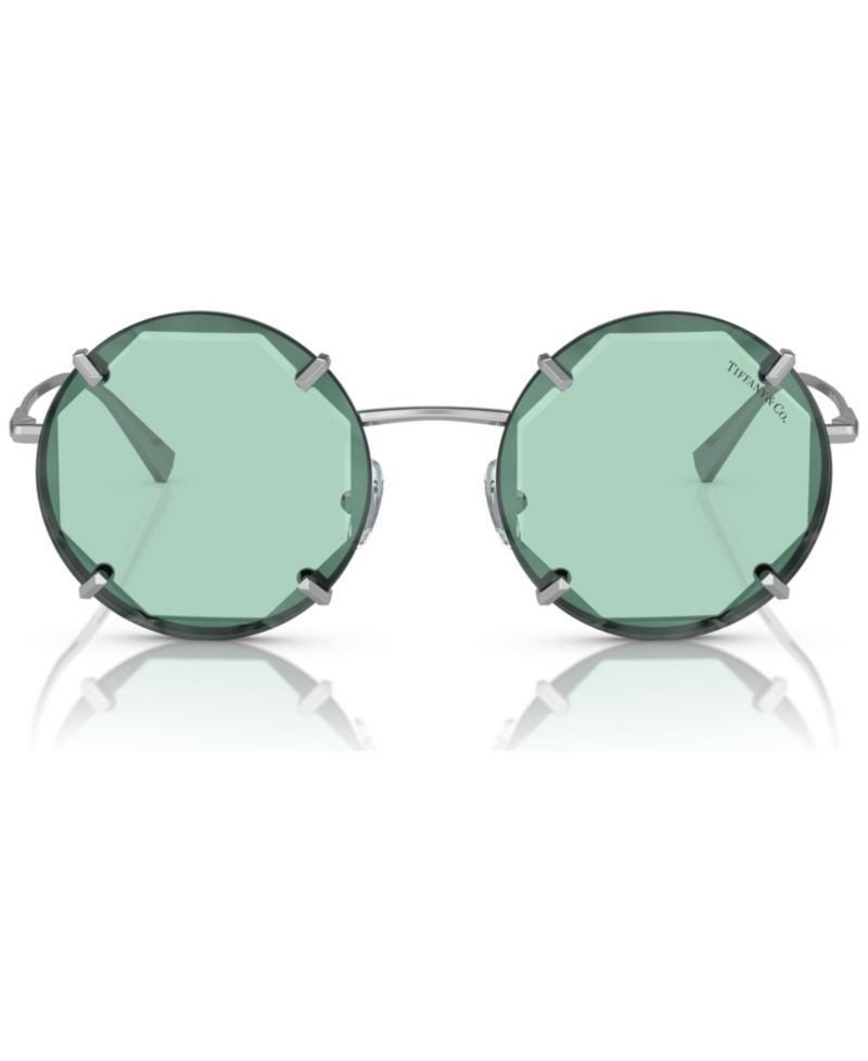 Women's Round Etched Metal Frame Sunglasses, TF3091
