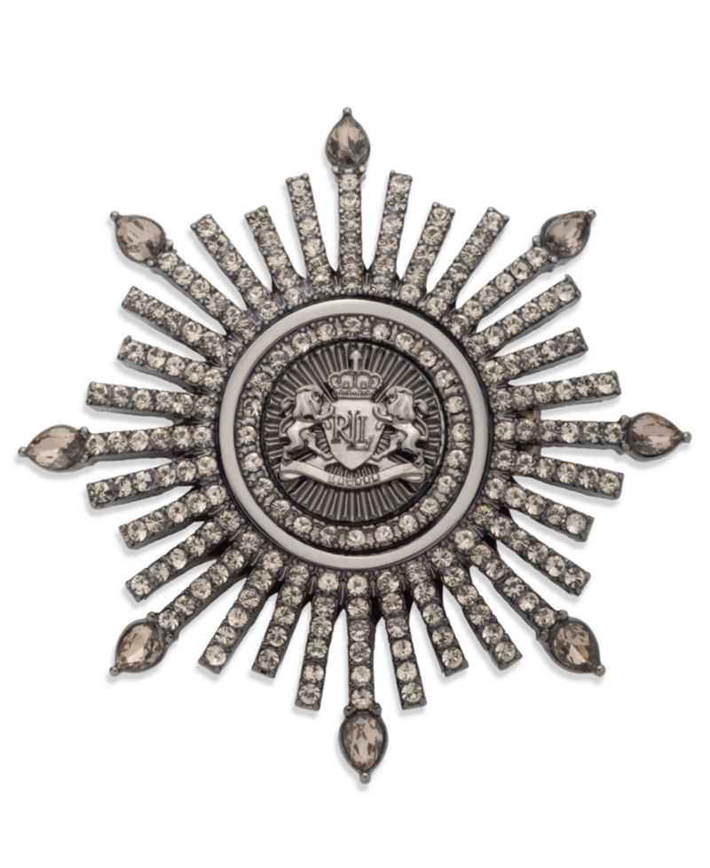 Two-Tone Crystal Crest Burst Pin