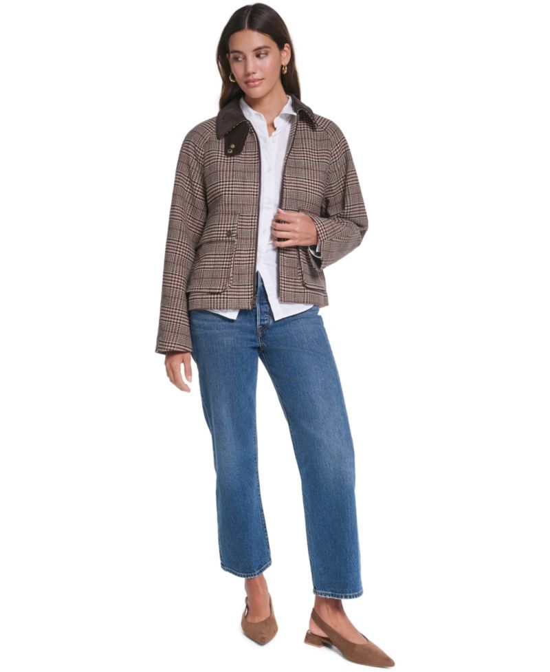Women's Plaid Wool-Blend Zip-Front Jacket