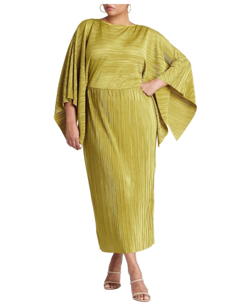 Women's Plus Size Cape Effect Plisse Dress