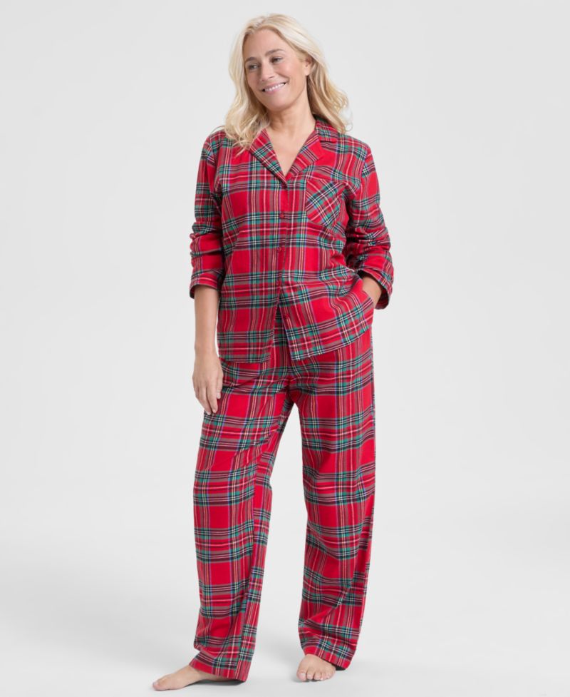 Women's Brinkley Plaid Notch Collar Matching Family Pajamas Set