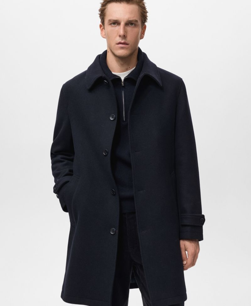 Men's Detachable Hood Wool Coat