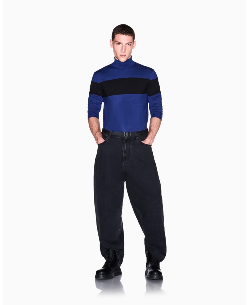 Men's Viscose Colorblock Turtleneck Sweater
