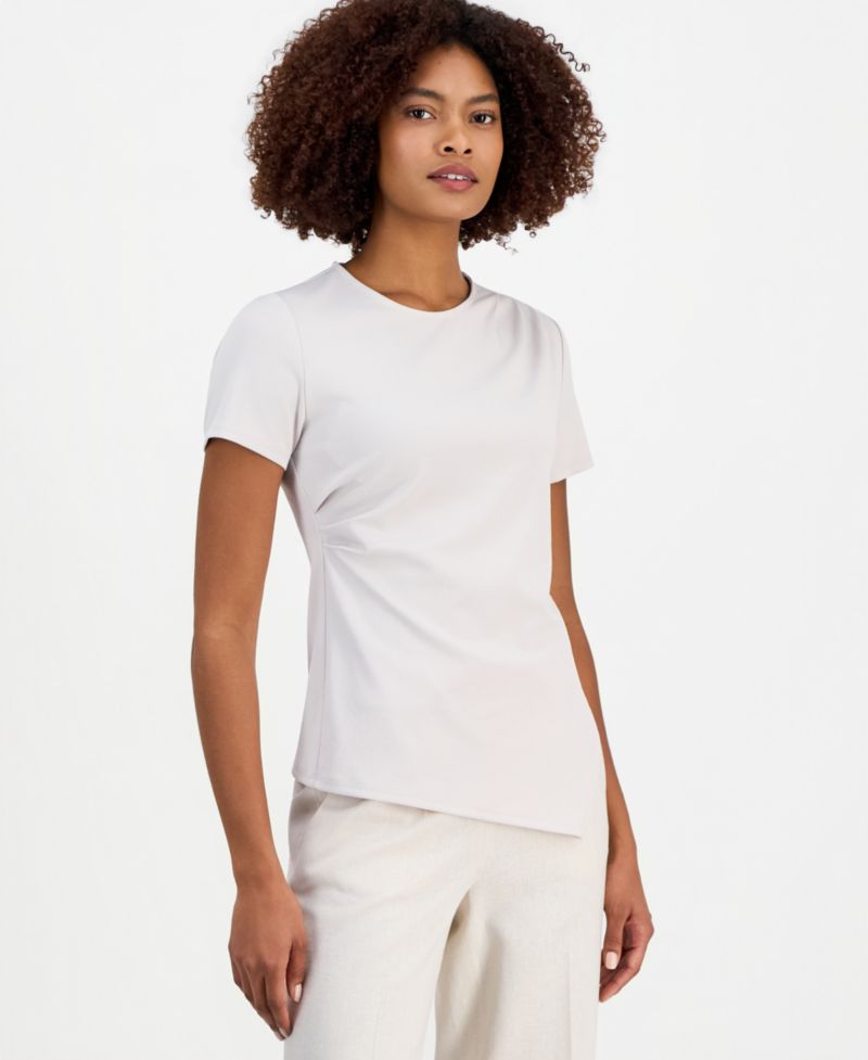 Women's Draped-Front Short-Sleeve Top