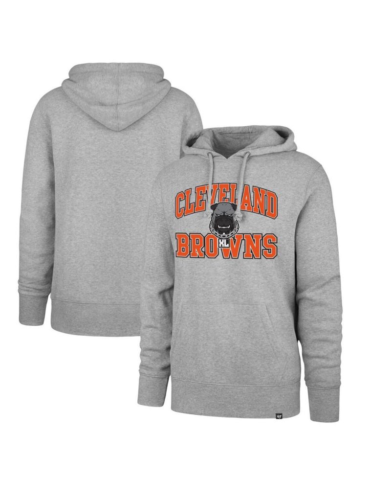 Men's Gray Cleveland Browns Dawg Pound XL Velocity Headline Pullover Hoodie