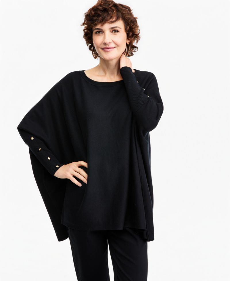 Plus Size Boatneck Poncho Sweater