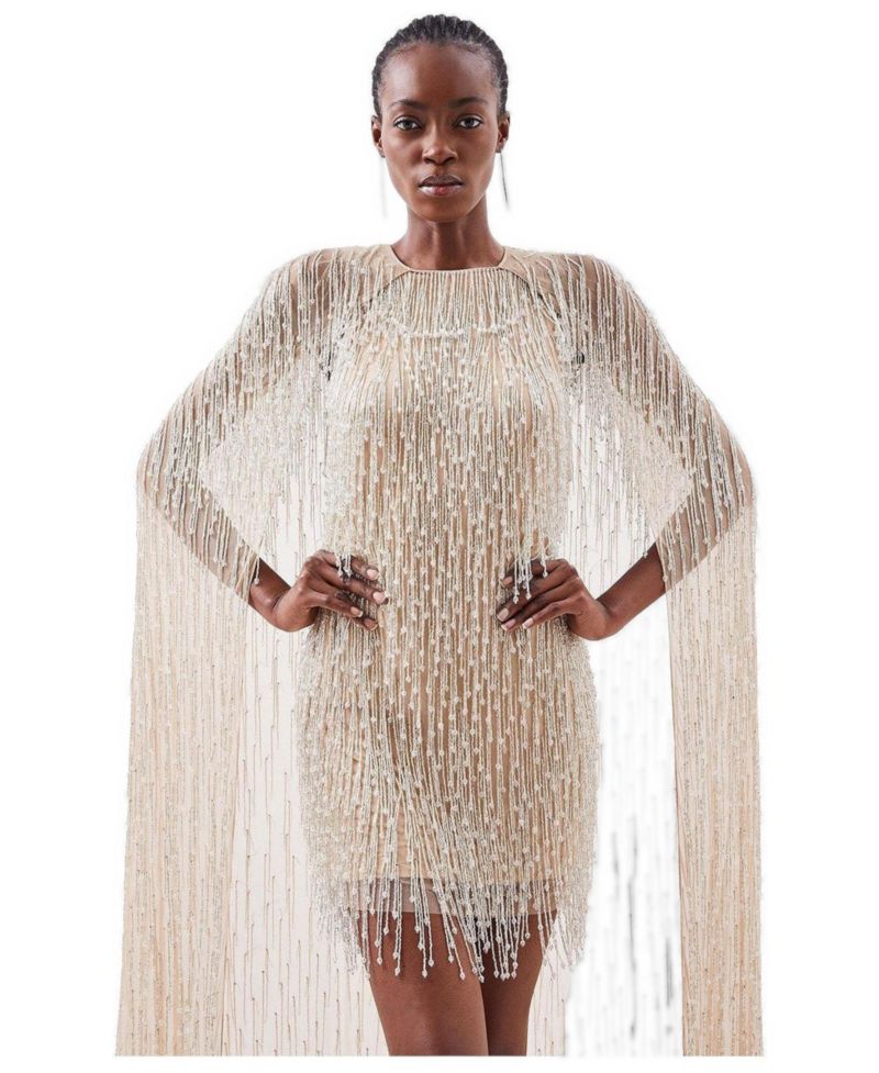 Women's Fringe Cape Mini Dress