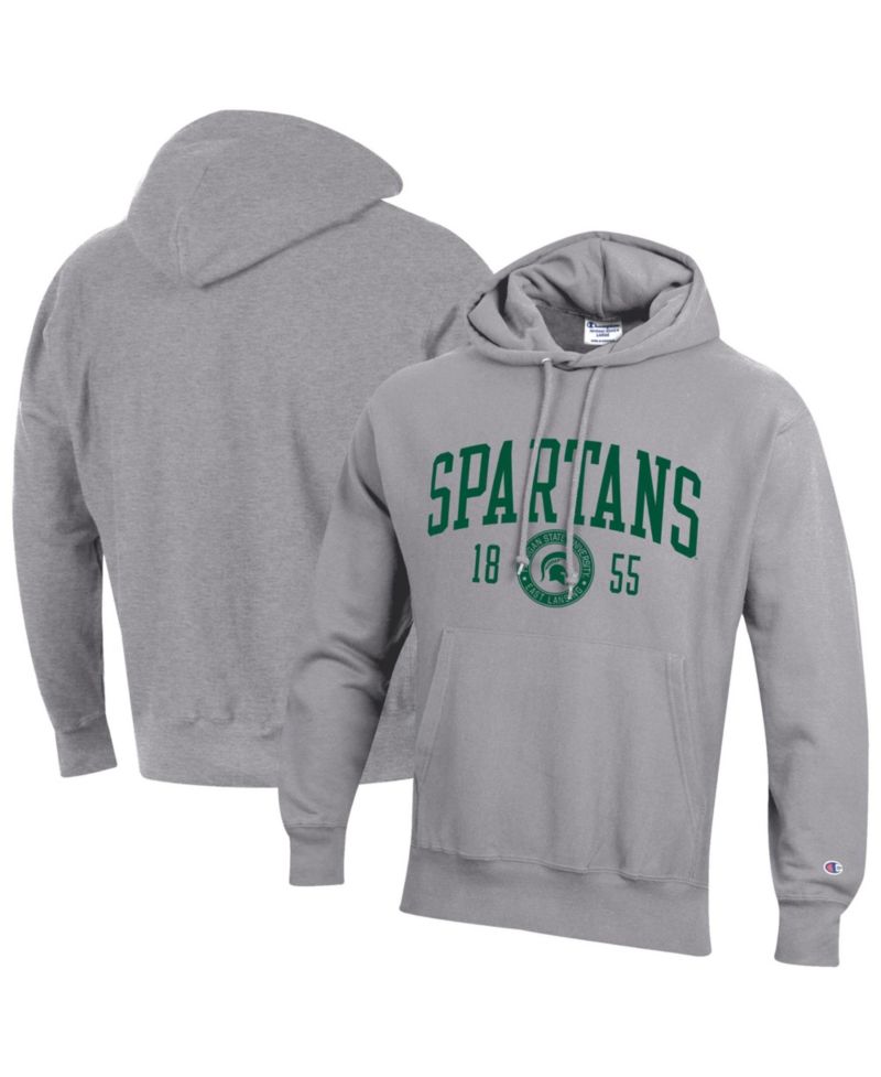 Men's Heather Gray Michigan State Spartans Established Reverse Weave Hoodie