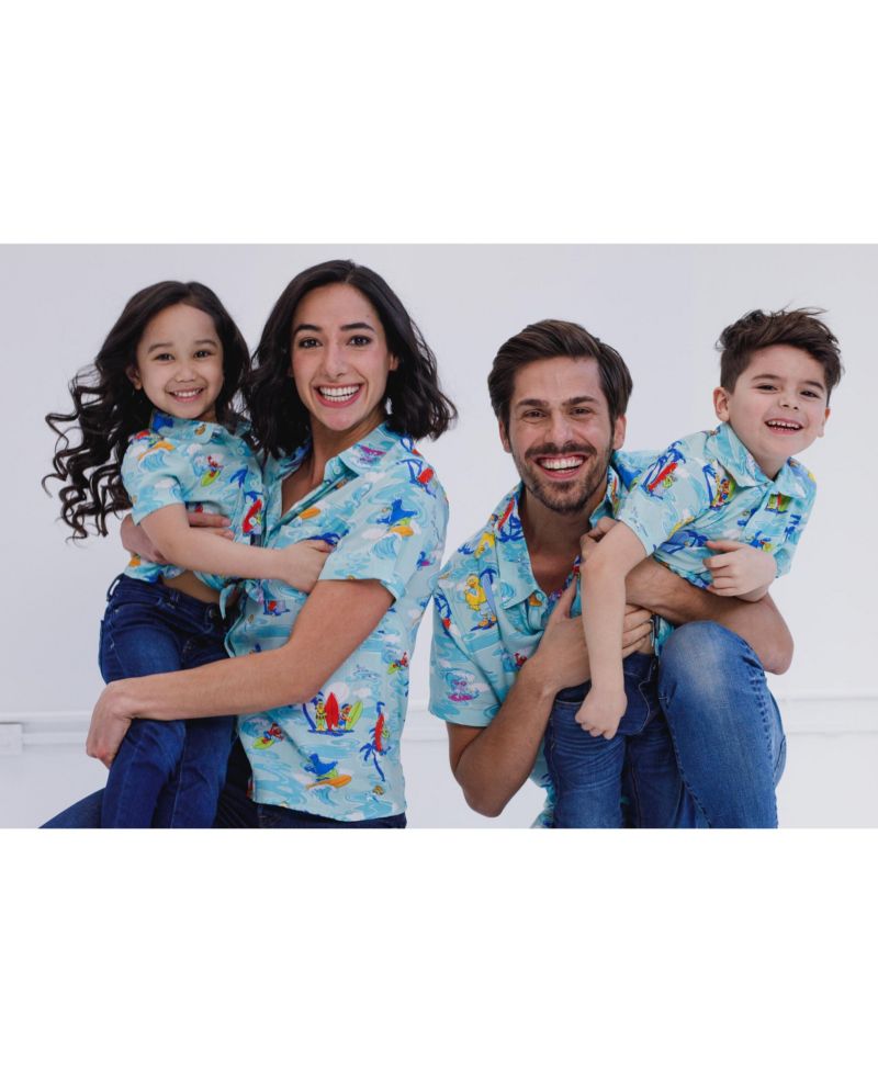 Toddler Boys Bird Cookie Monster Elmo Oscar the Grouch Matching Family Hawaiian Button Down Shirt to