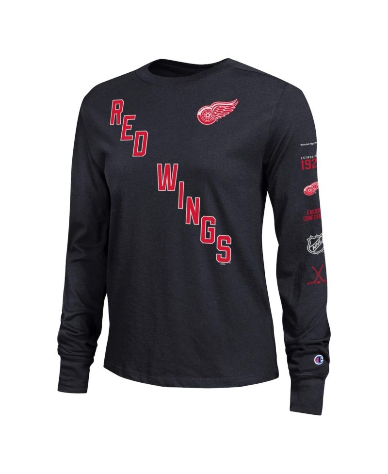 Women's Black Detroit Red Wings 2-Hit Long Sleeve T-Shirt