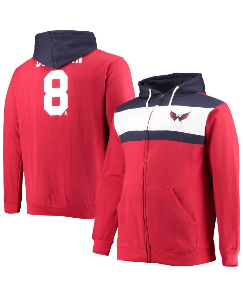 Men's Alexander Ovechkin Red Washington Capitals Big and Tall Colorblock Full-Zip Hoodie