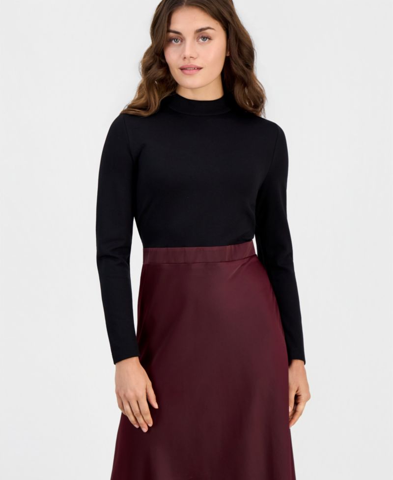Petite Serenity Montreal Sati Long-Sleeve Lace Mock Neck Dress