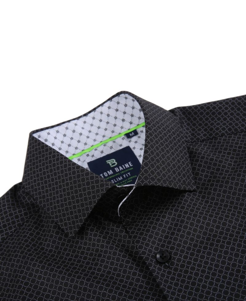 Men's Slim Fit Short Sleeve Performance Stretch Button Down Dress Shirt