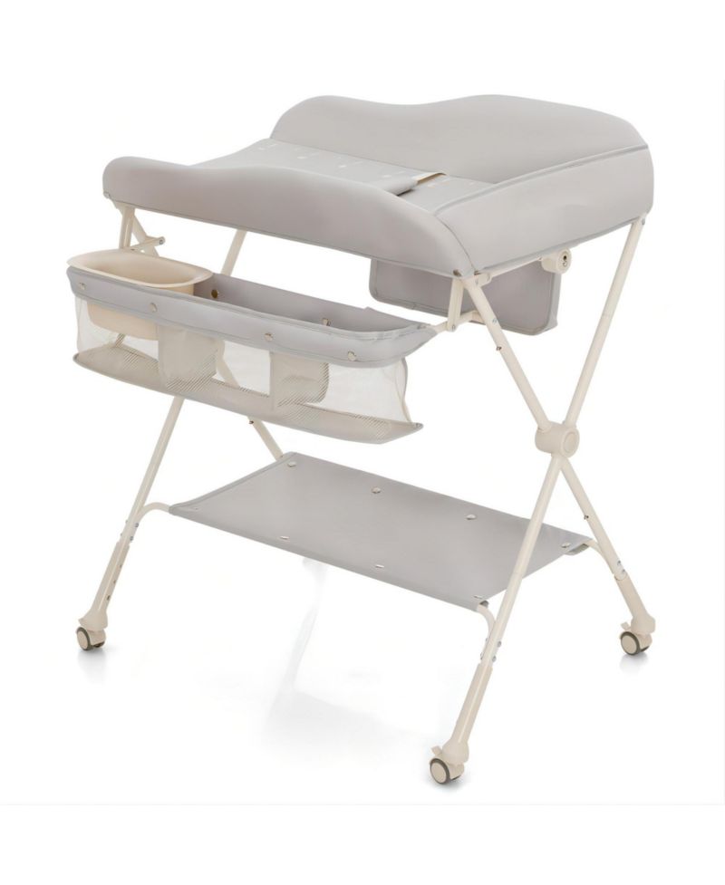 Portable Baby Changing Table with Water Basin and Rolling Wheels for Nursery