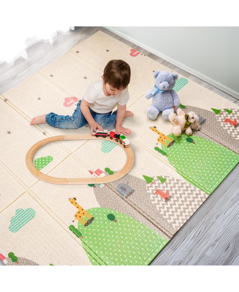 (78" x 70") Foldable Play Mats with Travel Bag - for Babies, Toddlers, and Kids Playtime & Tummy Time