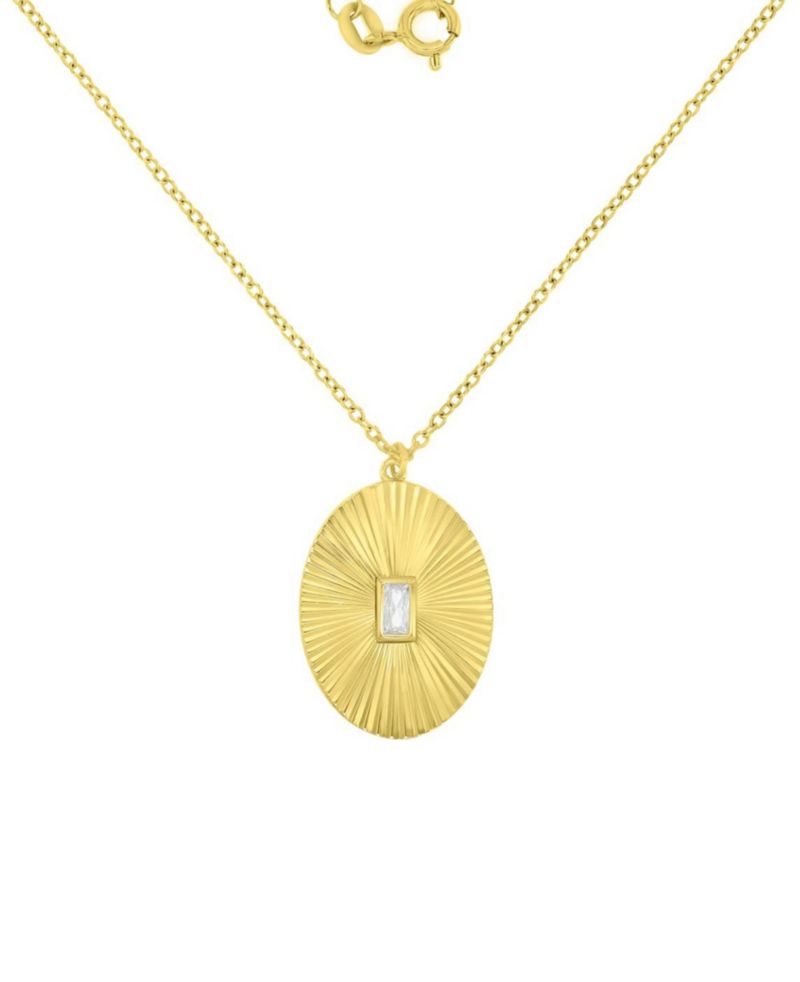 14k Gold Over Sterling Silver Mirror Cut Oval Necklace