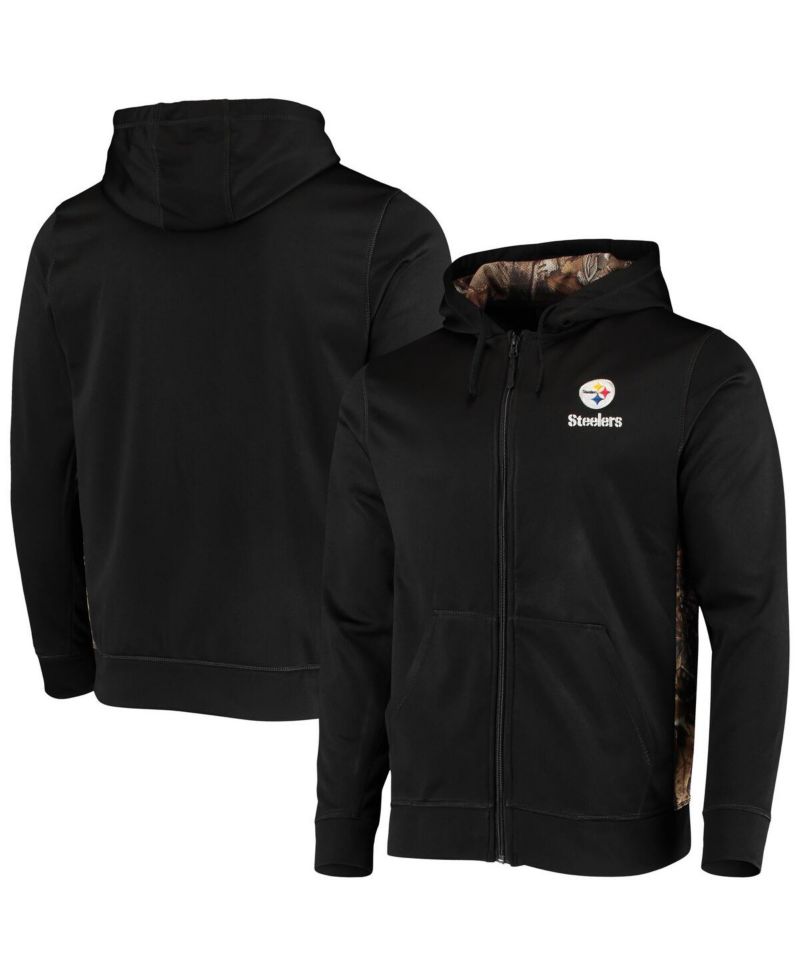 Men's Black, Realtree Camo Pittsburgh Steelers Decoy Tech Fleece Full-Zip Hoodie