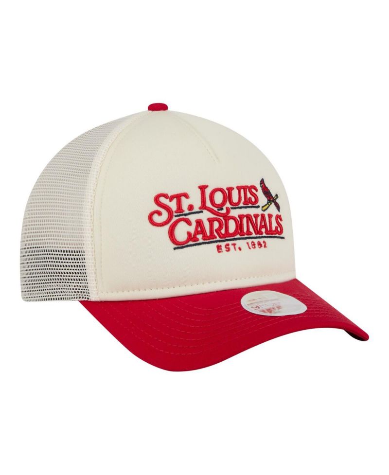 Women's Light Beige/Red St. Louis Cardinals Retro 9FORTY M-Crown A-Frame Trucker Adjustable Hat