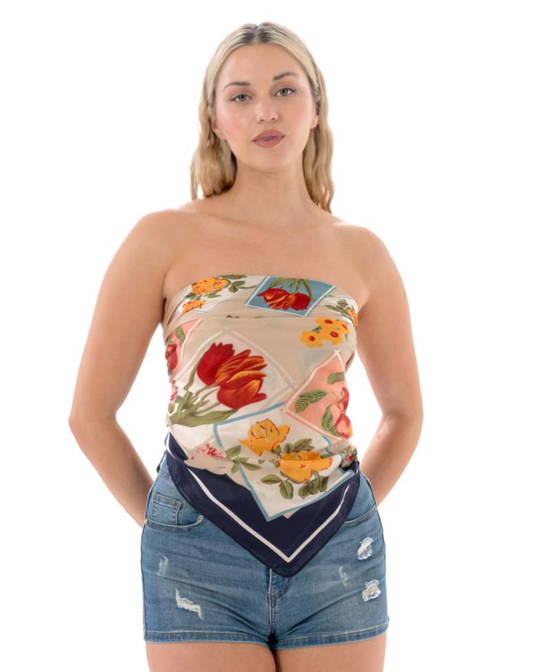 Satin Floral Square Scarf