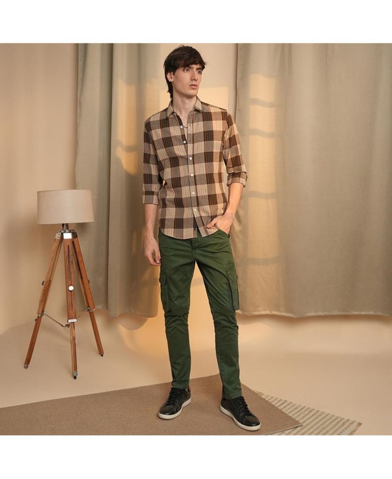 Men's Chocolate Brown Chalk-Buffalo Check Shirt