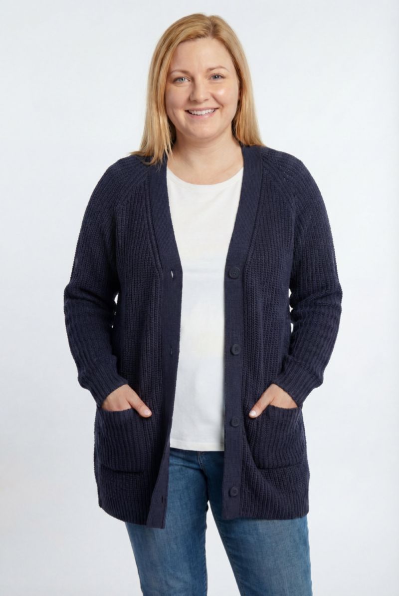 Plus Size Within Button-Front Shaker Cardigan Sweater
