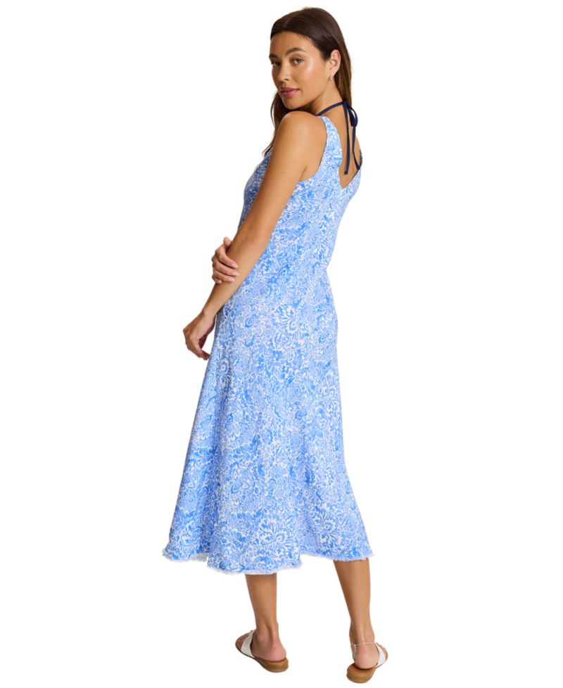 Women's Paisley Daze V-Neck Fringed-Hem Linen-Blend Dress