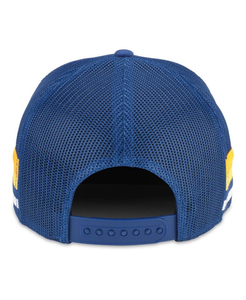 Men's Royal Buffalo Sabres HotFoot Side Stripes Adjustable Trucker Hat
