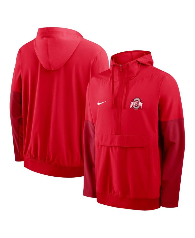 Men's Scarlet Ohio State Buckeyes Anorak Half-Zip Hoodie Jacket