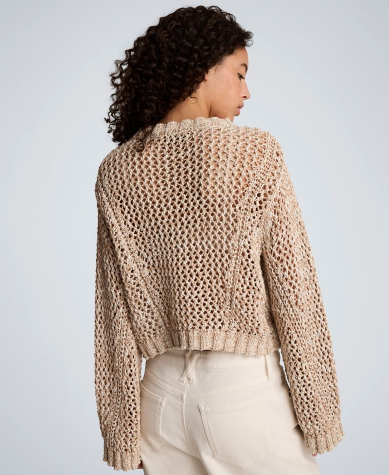 Women's Two Tone Open Stitch Pull-On Top