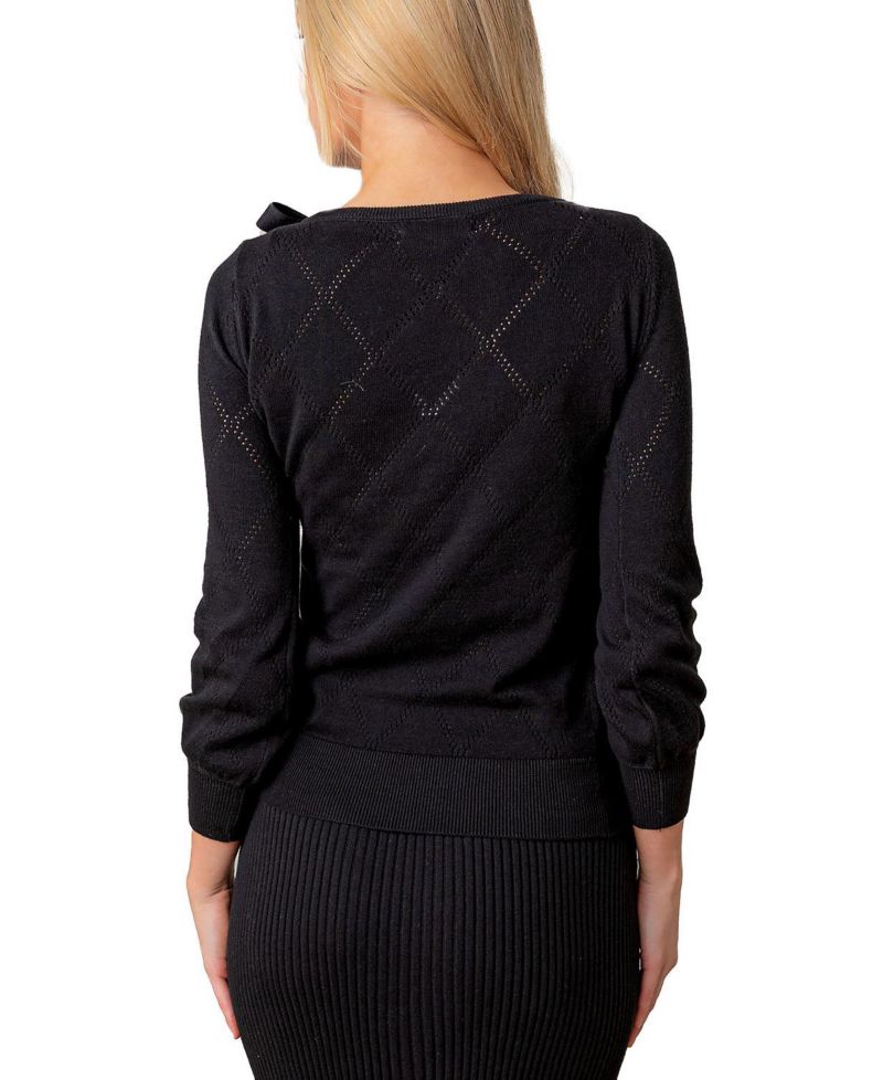 Women's Hope and Henry Organic Bow Detail Pointelle Sweater