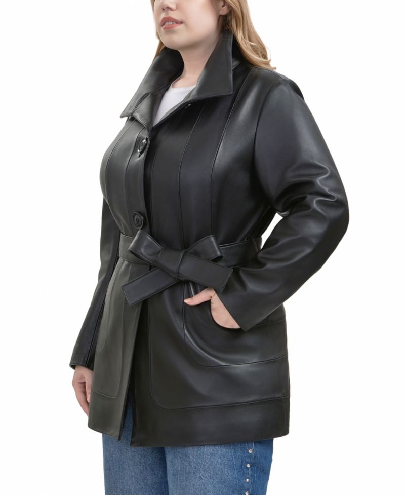 Plus Size Erika Leather Coat