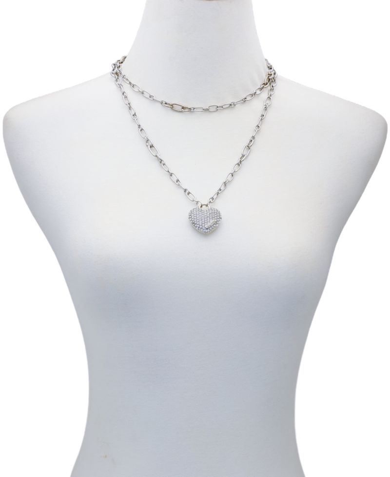Glass Stone Heart Pendant Necklace