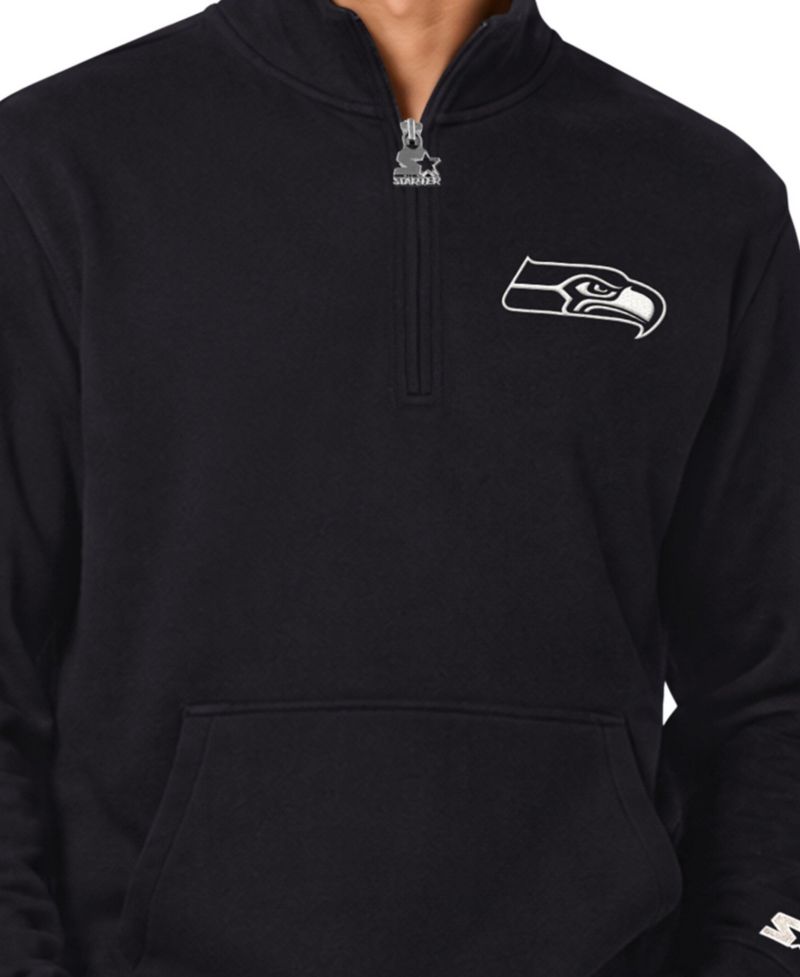 Men's Black Seattle Seahawks Thursday Night Gridiron Batwing Quarter-Zip Sweatshirt