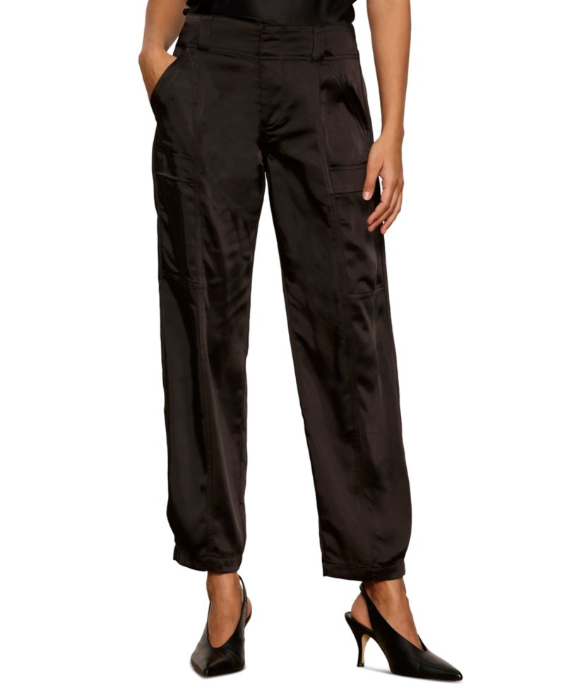 Women's Sphere Satin Straight Mid-Rise Pants