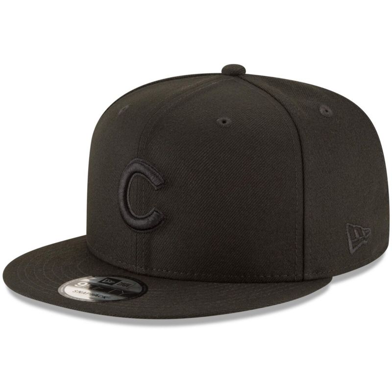 Men's Chicago Cubs Black on Black 9FIFTY Team Snapback Adjustable Cap