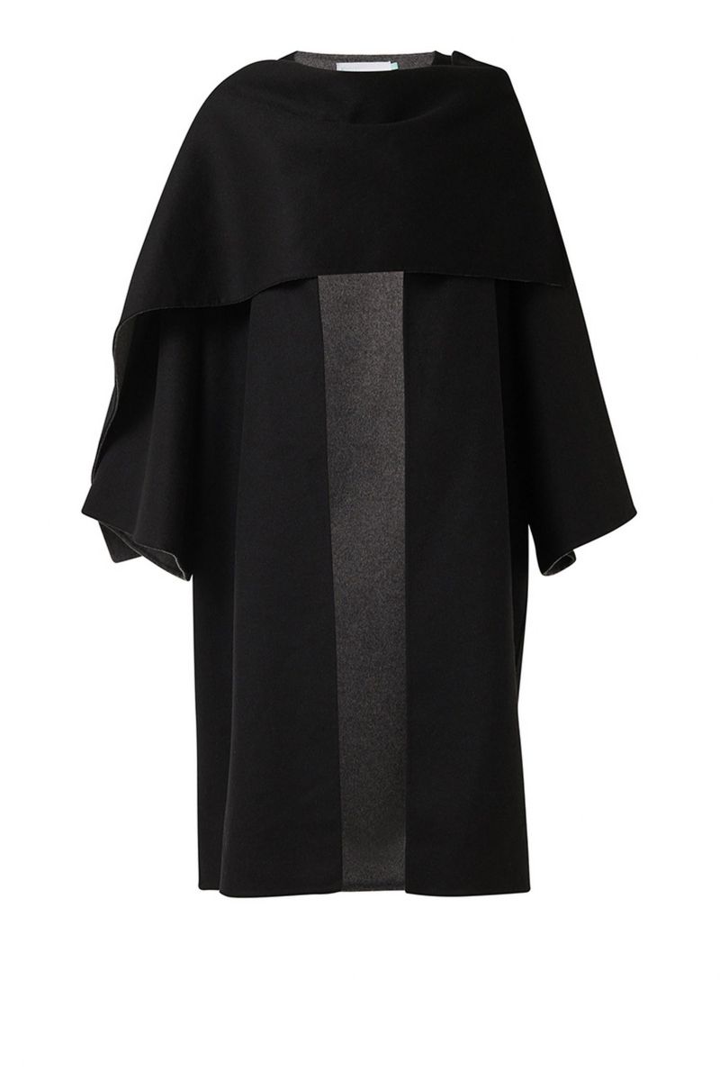 Women's Reversible Cacoon Coat with Scarf Detail