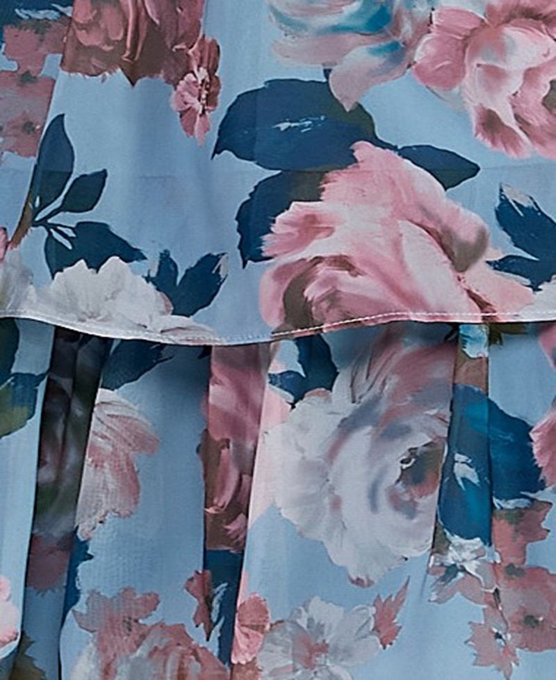 Juniors' Floral Chiffon Trapeze Dress