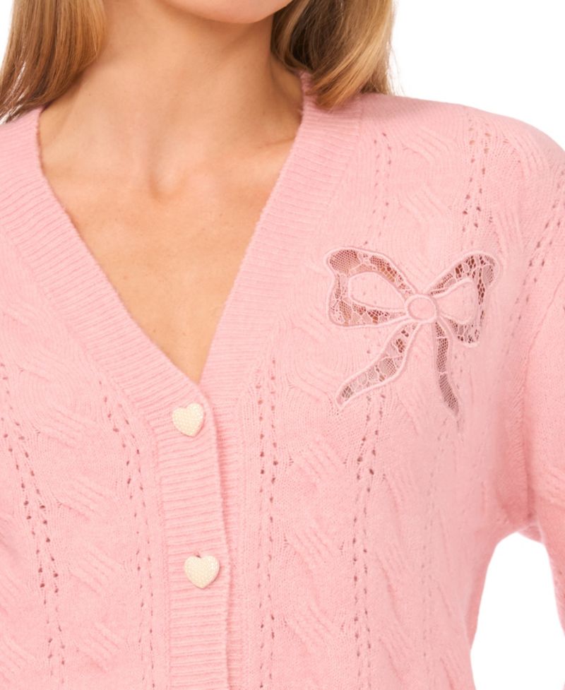 Women's Cable V-Neck Cardigan Sweater