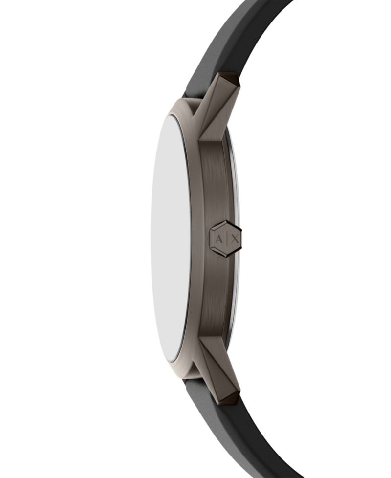Armani Exchange Men's Quartz Three Hand Black Silicone Watch 42mm