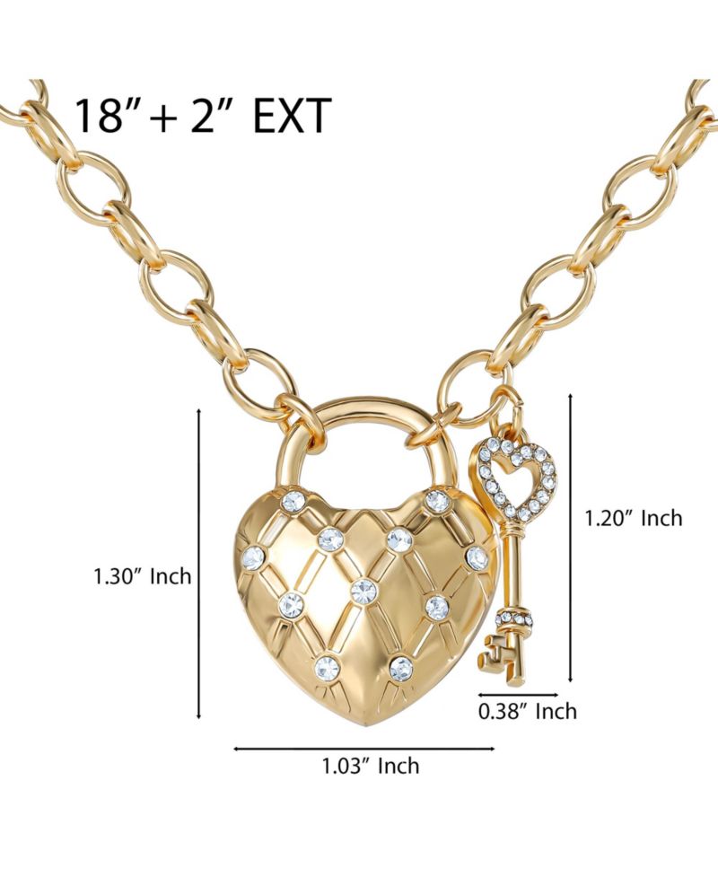 Heart Locket with Key Pendant Necklace, Gold&acirc;€‘Tone