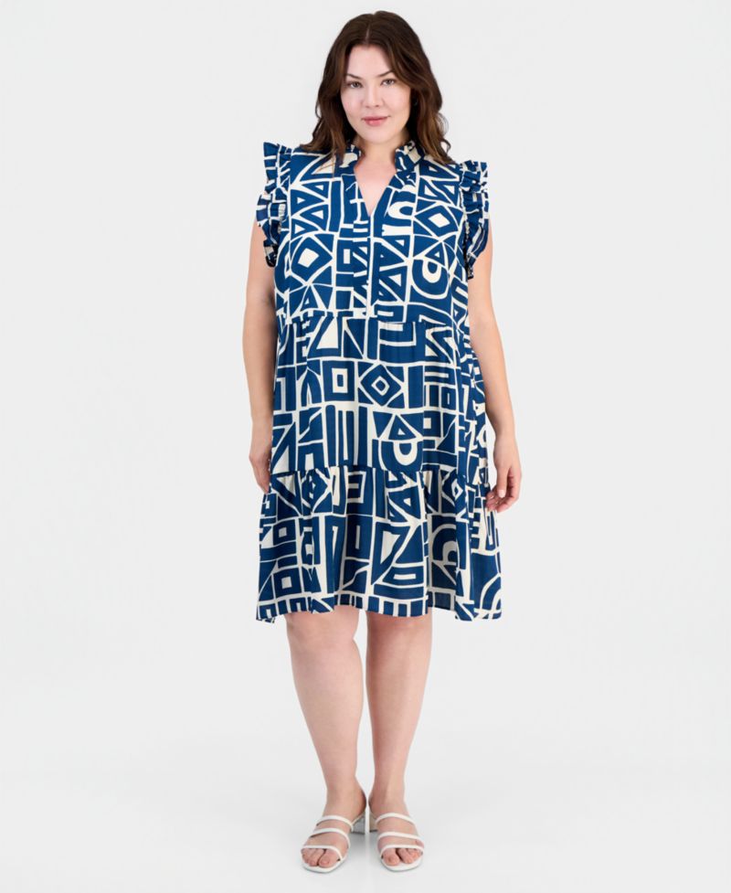 Plus Size Ruffled Tiered Shift Dress