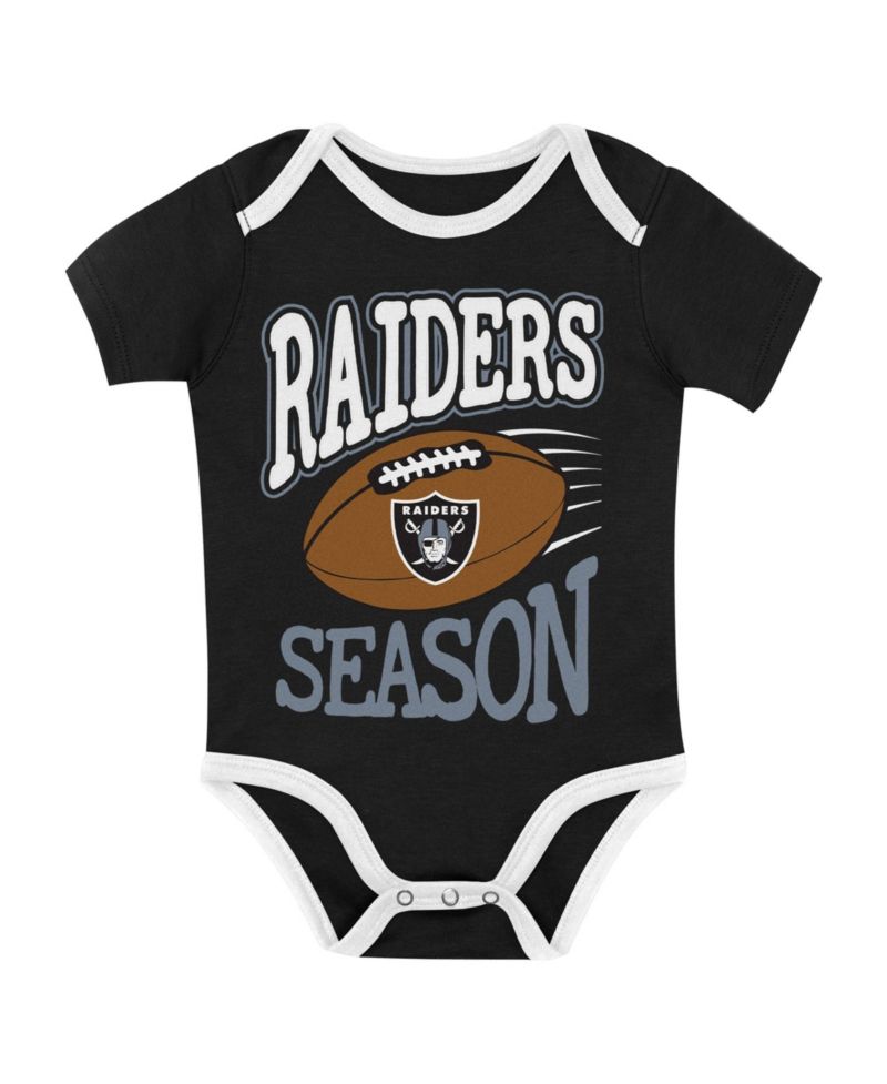 Baby Boys and Girls Las Vegas Raiders First Round Pick Three-Piece Bodysuit Set