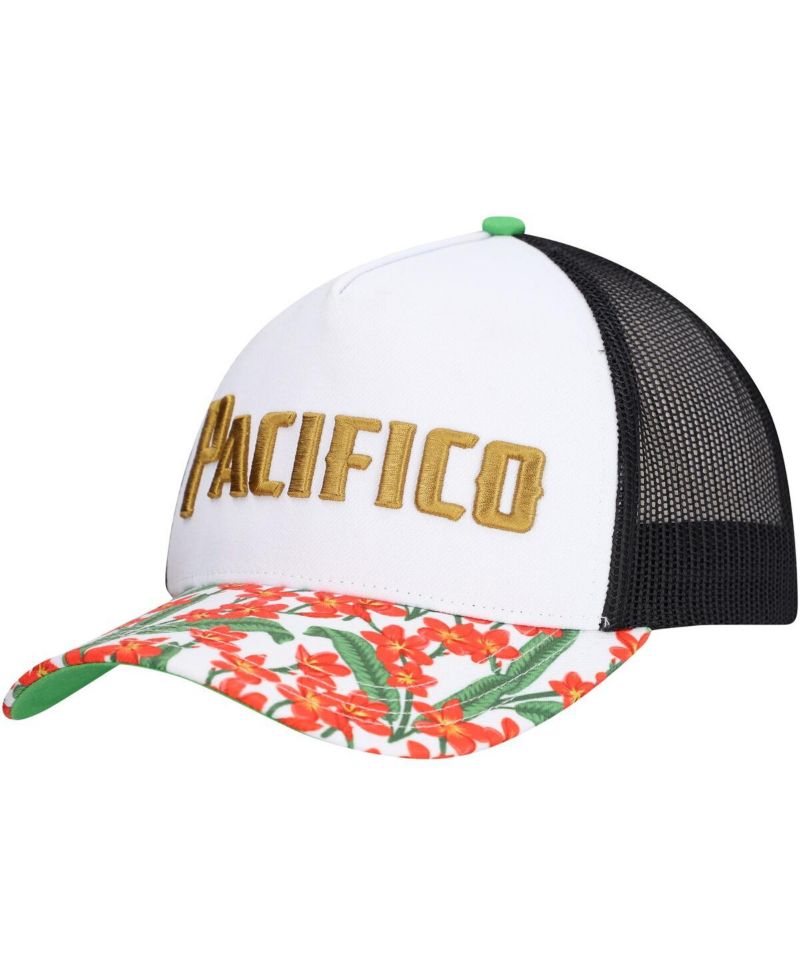 Men's White Pacifico A-Frame Floral Trucker Adjustable Hat