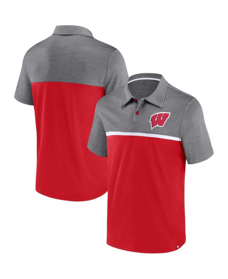 Men's Red, Gray Wisconsin Badgers Polo Shirt