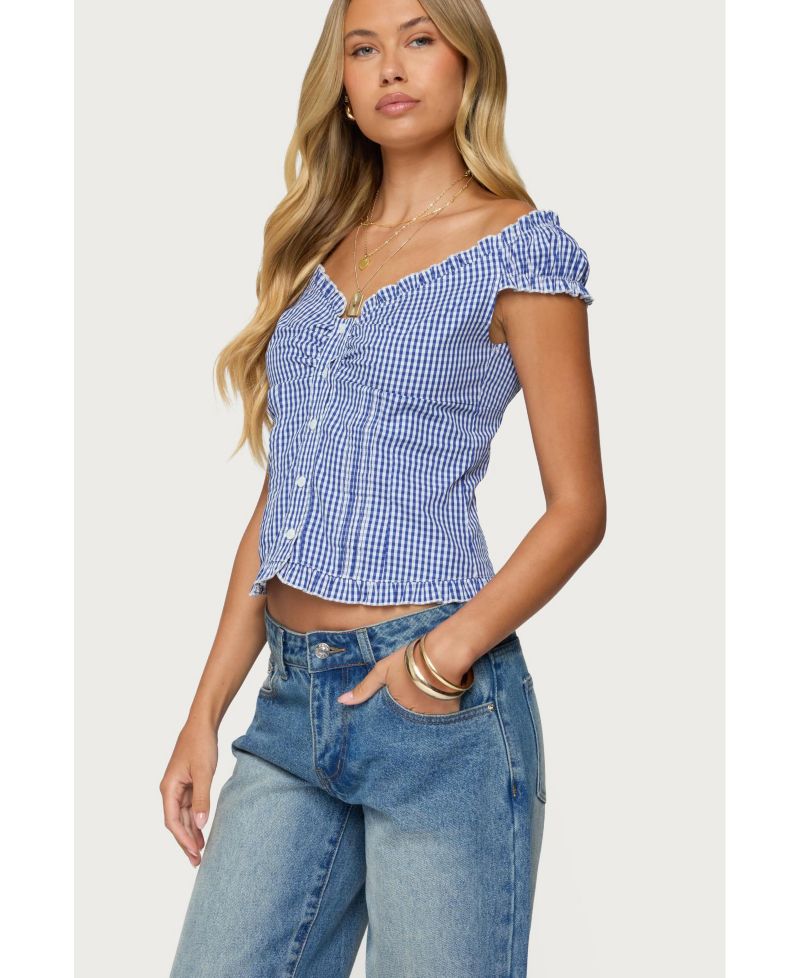 Women's Dorothie Gingham Button Up Top