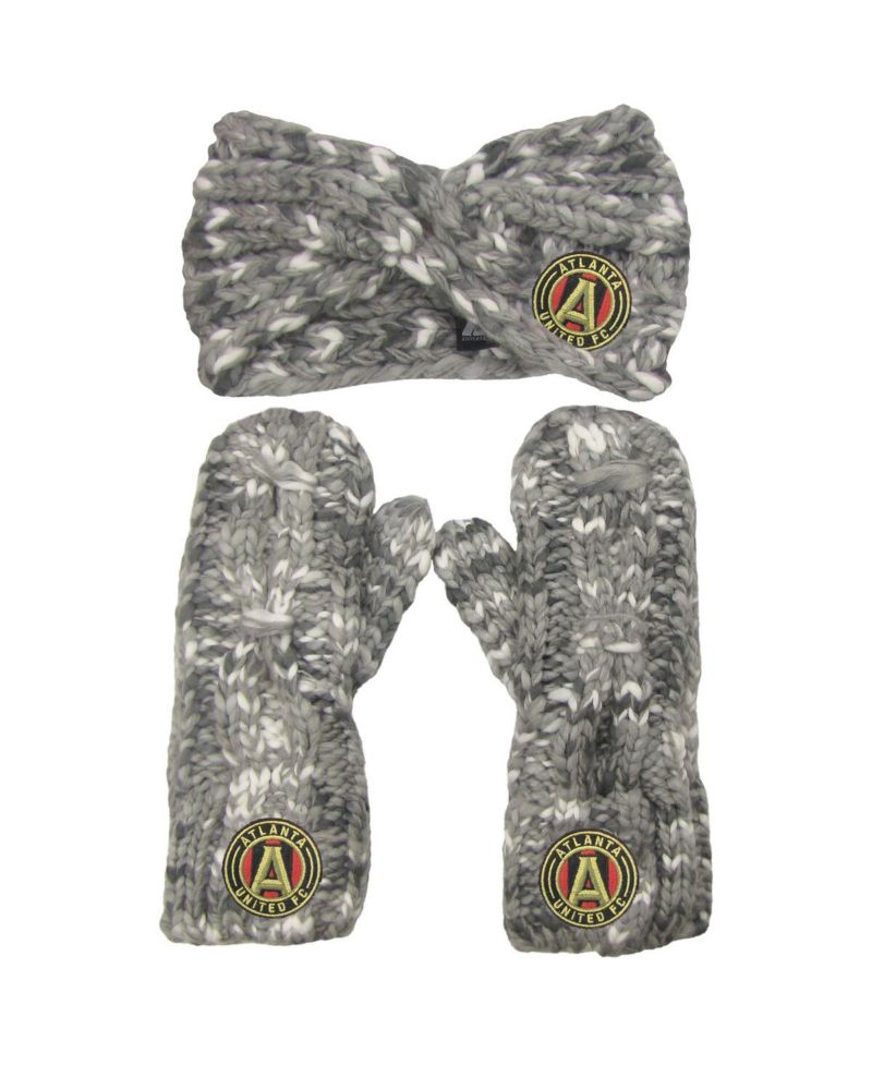 Women's Gray Atlanta United FC Marled Headband and Mittens Set
