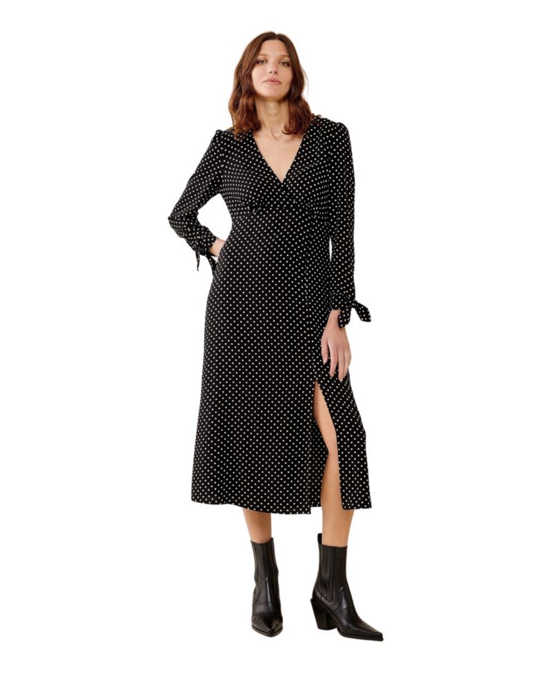 Women's Laine Polka-Dot Long-Sleeve Midi Dress