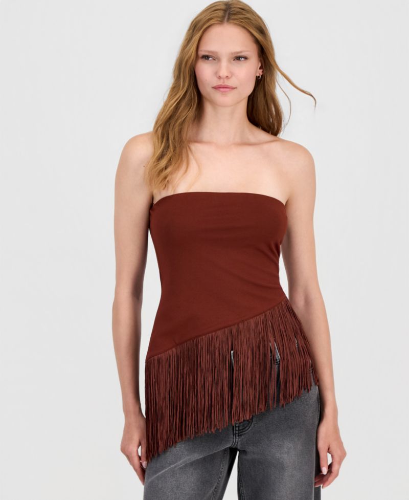 Women's Asymmetrical Fringe-Hem Top