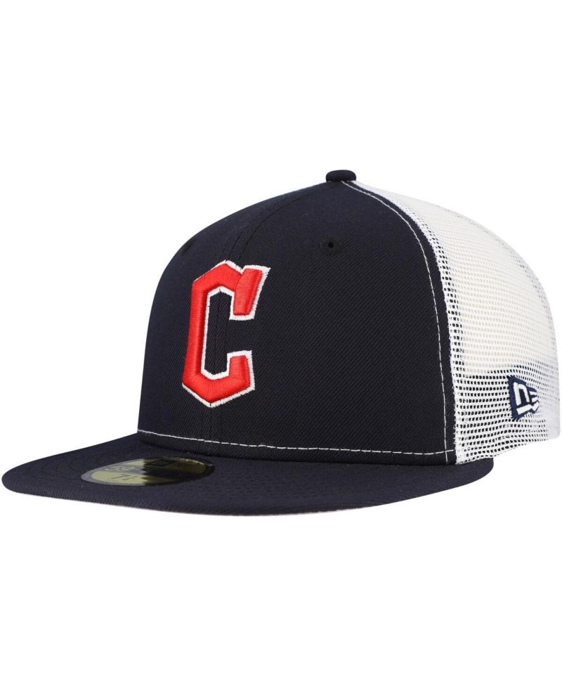 Men's Navy Cleveland Guardians Team Color 59FIFTY Trucker Fitted Hat